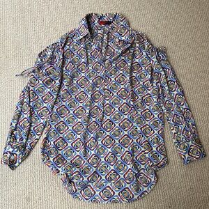 Filomena Fernandez Multicolor Geometric Open Shoulder Cleo Top